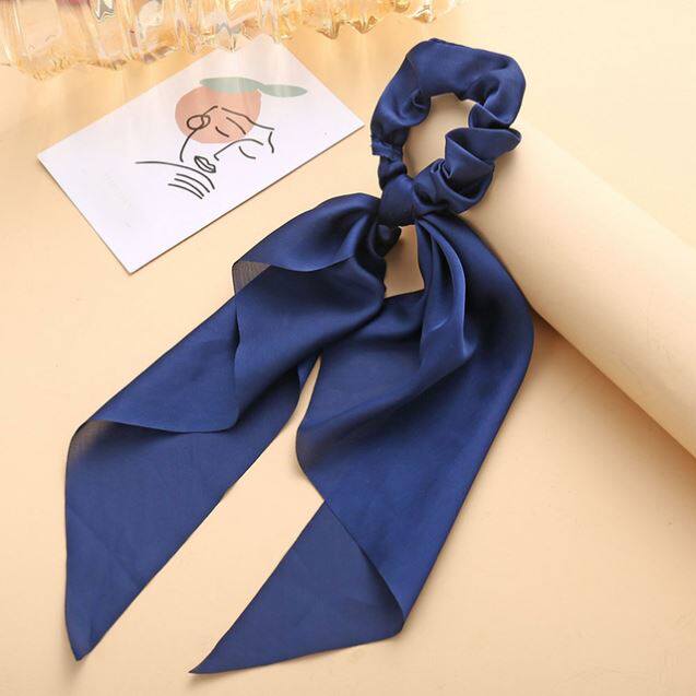 Luxury Satin Silk Bow Streamers Hair Ring Knotted Scrunchie