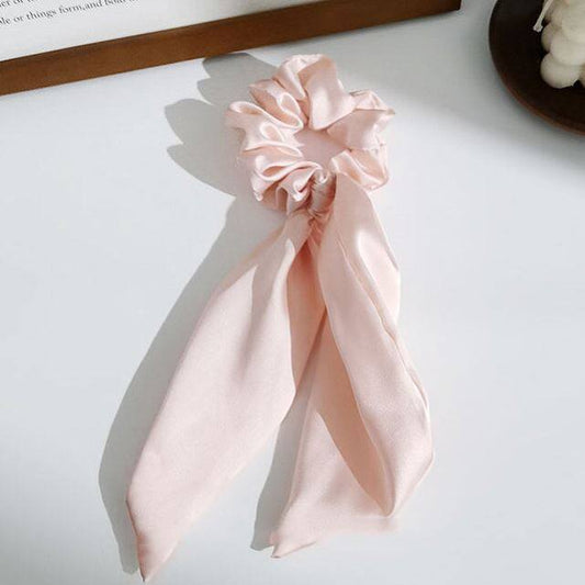 Luxury Satin Silk Bow Streamers Hair Ring Knotted Scrunchie