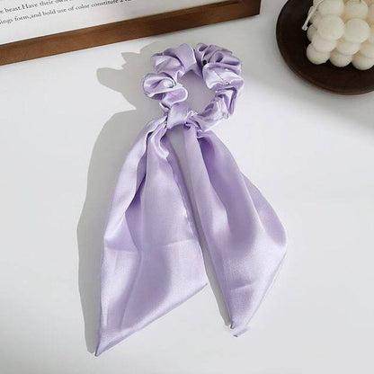 Luxury Satin Silk Bow Streamers Hair Ring Knotted Scrunchie