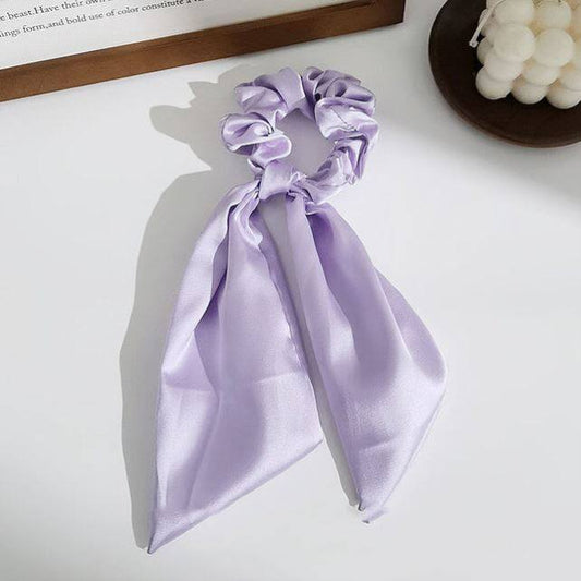 Luxury Satin Silk Bow Streamers Hair Ring Knotted Scrunchie