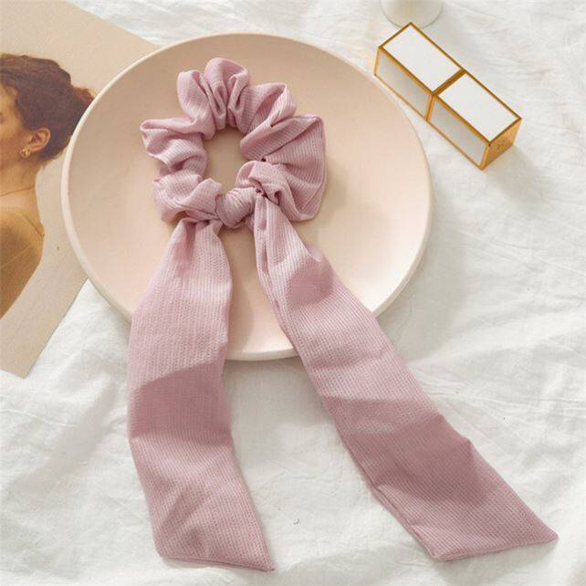 Luxury Satin Silk Bow Streamers Hair Ring Knotted Scrunchie