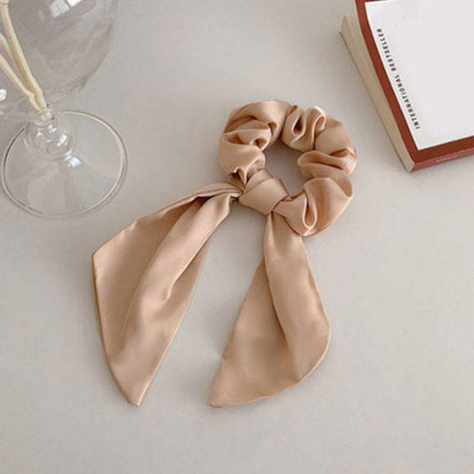 Luxury Satin Silk Bow Streamers Hair Ring Knotted Scrunchie