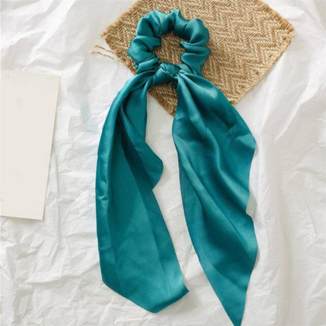 Luxury Satin Silk Bow Streamers Hair Ring Knotted Scrunchie