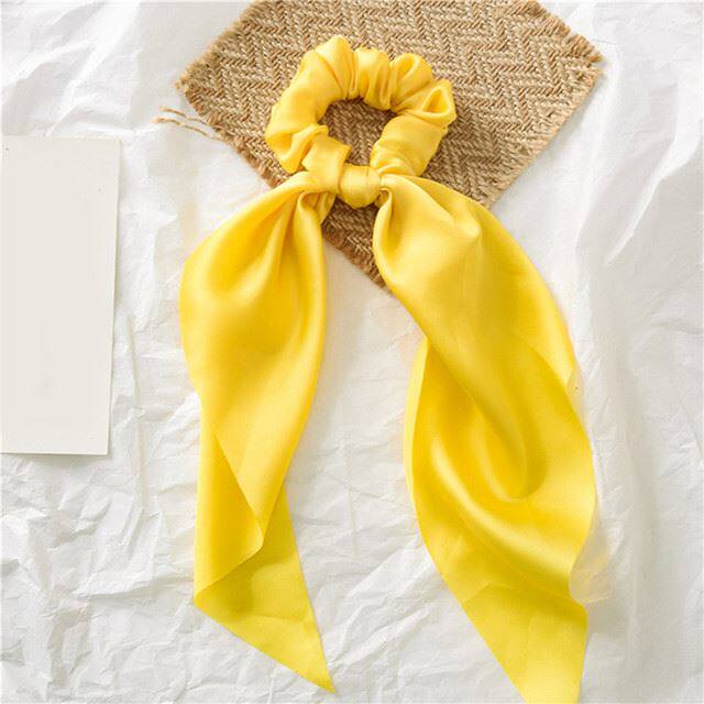Luxury Satin Silk Bow Streamers Hair Ring Knotted Scrunchie