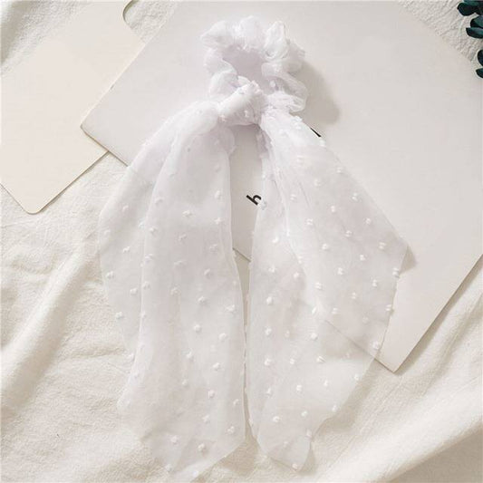 Luxury Satin Silk Bow Streamers Hair Ring Knotted Scrunchie