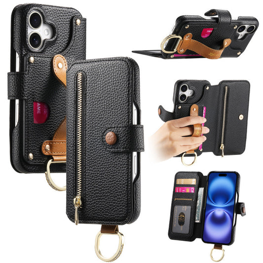 Lychee Pattern Stick-On Flip Phone Case