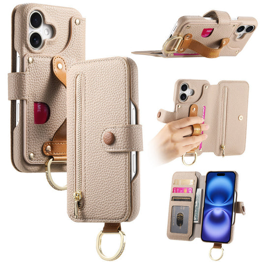 Lychee Pattern Stick-On Flip Phone Case