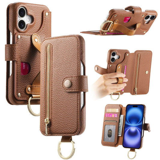 Lychee Pattern Stick-On Flip Phone Case