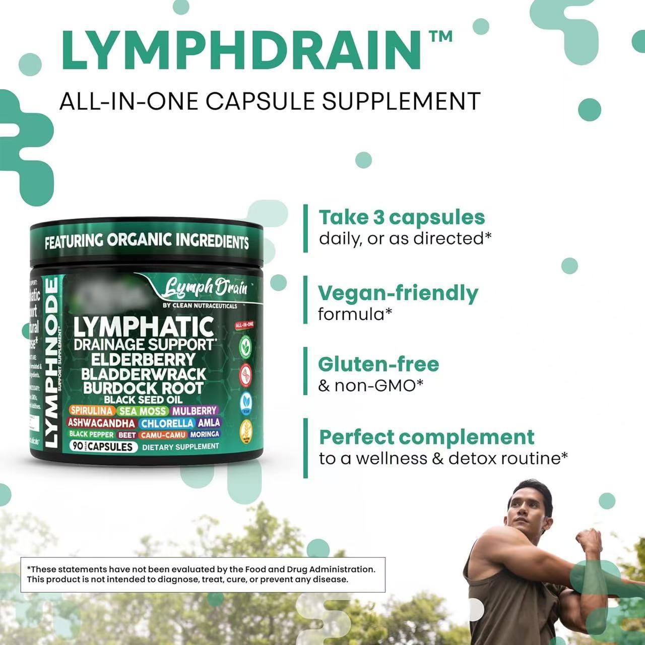Lymphatic Drainage Support Supplement Capsules