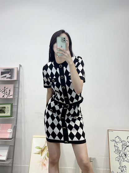 Lyocell Diamond Pattern Women Two Piece Set