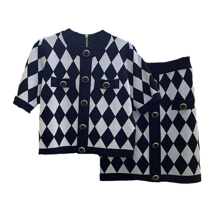Lyocell Diamond Pattern Women Two Piece Set