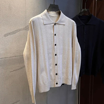 Lyocell Linen Blend Ribbed Knit Cardigan