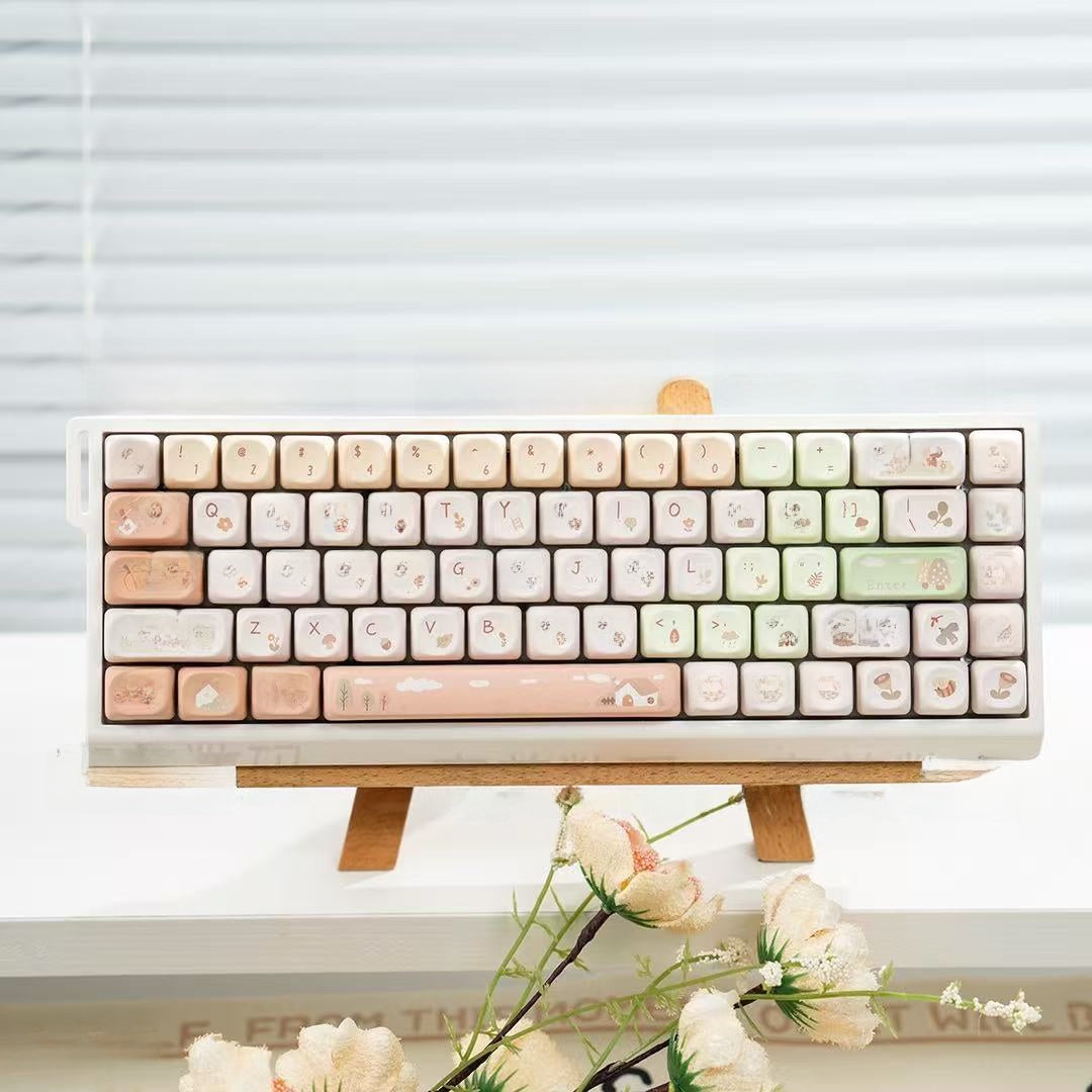M68 Wireless Bluetooth Mechanical Keyboard with Mahjong Sound, Cute for Girls, Silent for Office, Compatible with Computer and Mobile Phone
