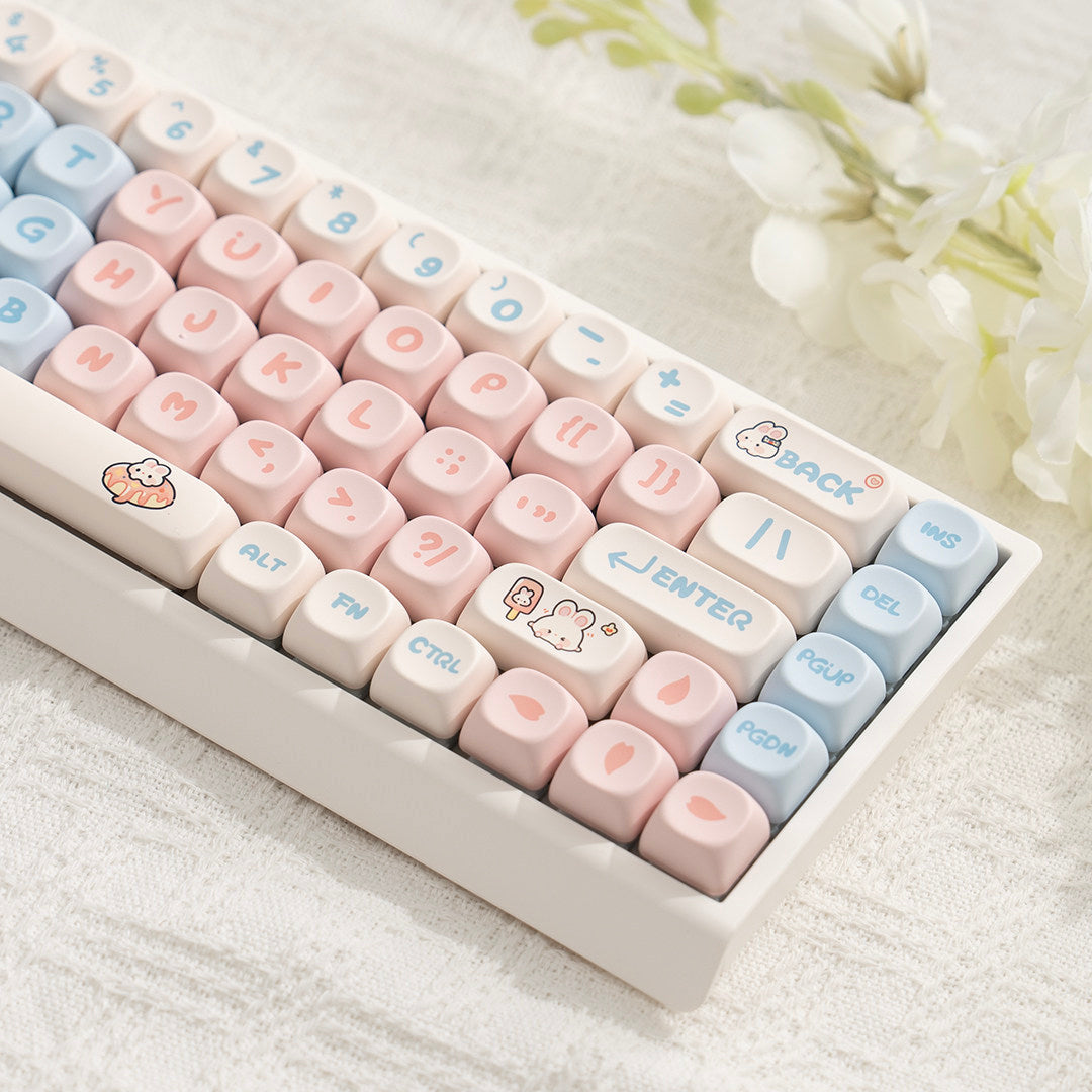 M68 Wireless Bluetooth Mechanical Keyboard with Mahjong Sound, Cute for Girls, Silent for Office, Compatible with Computer and Mobile Phone