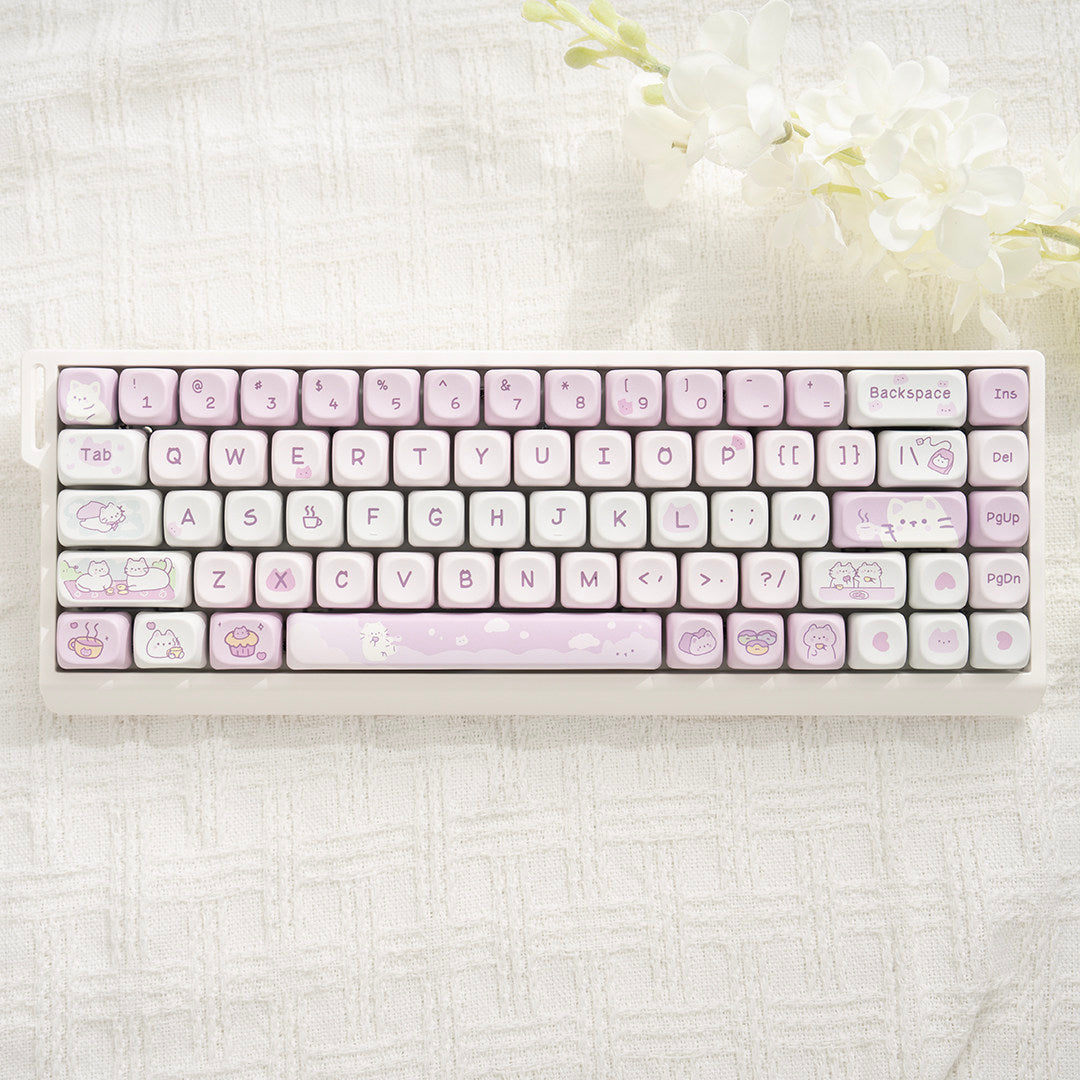 M68 Wireless Bluetooth Mechanical Keyboard with Mahjong Sound, Cute for Girls, Silent for Office, Compatible with Computer and Mobile Phone