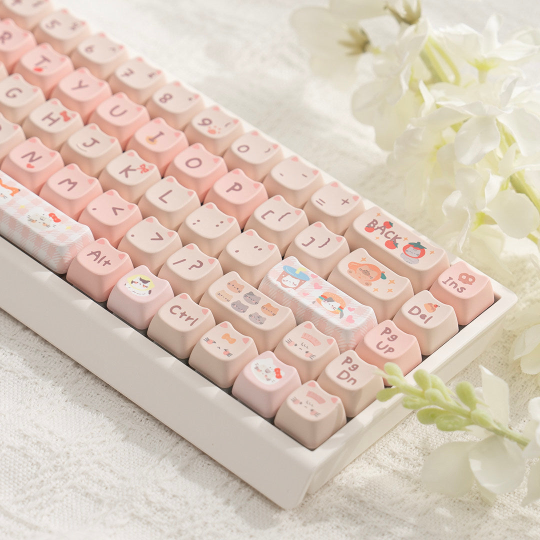 M68 Wireless Bluetooth Mechanical Keyboard with Mahjong Sound, Cute for Girls, Silent for Office, Compatible with Computer and Mobile Phone