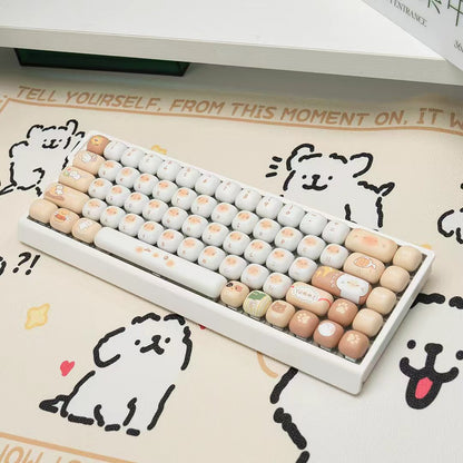 M68 Wireless Bluetooth Mechanical Keyboard with Mahjong Sound, Cute for Girls, Silent for Office, Compatible with Computer and Mobile Phone