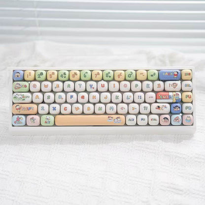 M68 Wireless Bluetooth Mechanical Keyboard with Mahjong Sound, Cute for Girls, Silent for Office, Compatible with Computer and Mobile Phone