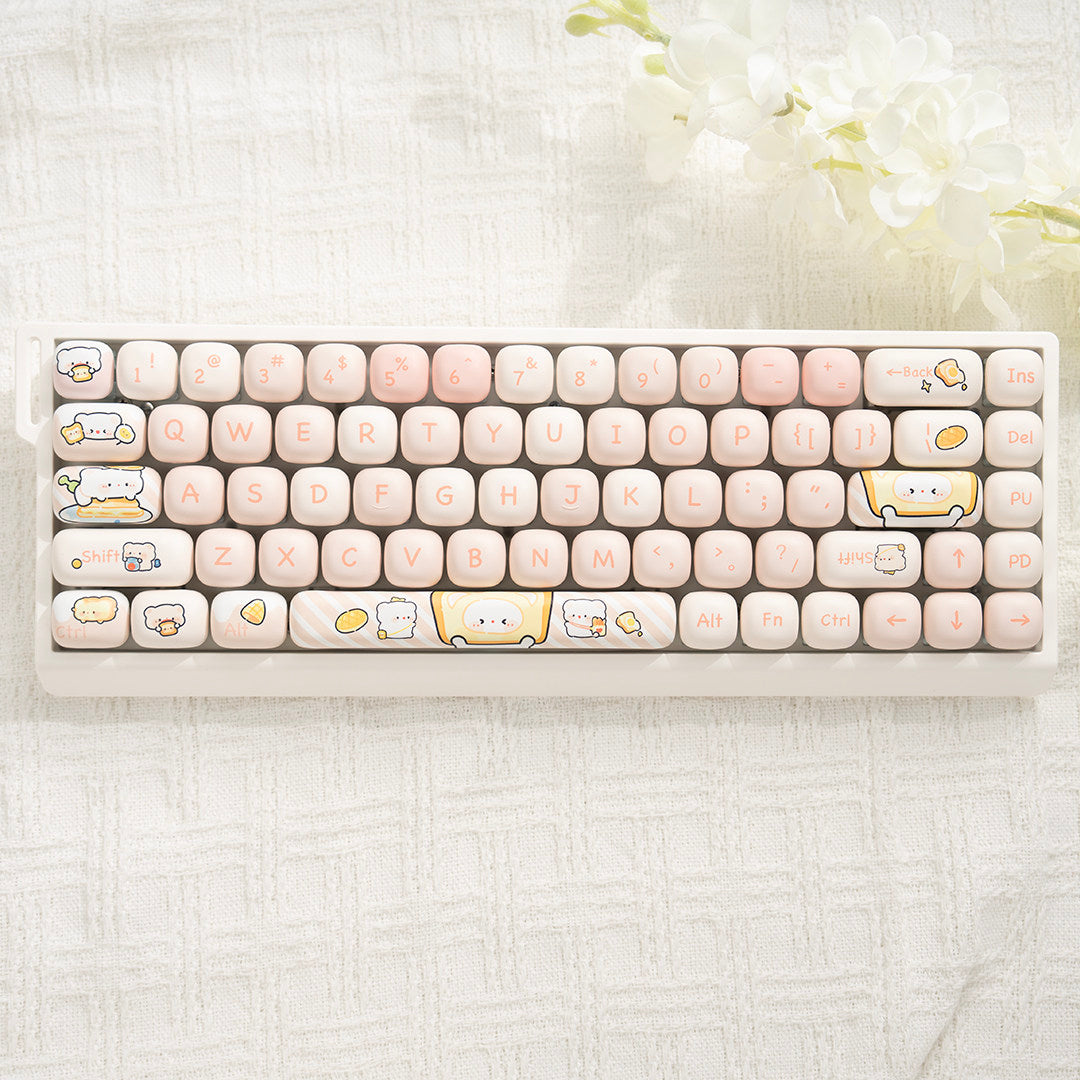 M68 Wireless Bluetooth Mechanical Keyboard with Mahjong Sound, Cute for Girls, Silent for Office, Compatible with Computer and Mobile Phone
