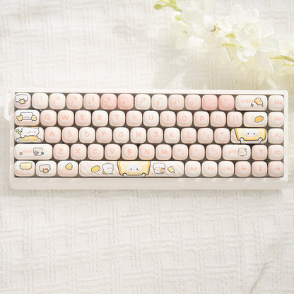 M68 Wireless Bluetooth Mechanical Keyboard with Mahjong Sound, Cute for Girls, Silent for Office, Compatible with Computer and Mobile Phone