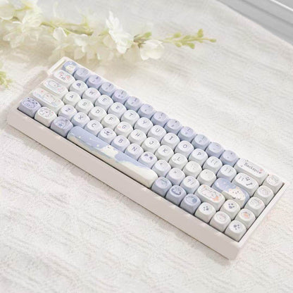 M68 Wireless Bluetooth Mechanical Keyboard with Mahjong Sound, Cute for Girls, Silent for Office, Compatible with Computer and Mobile Phone