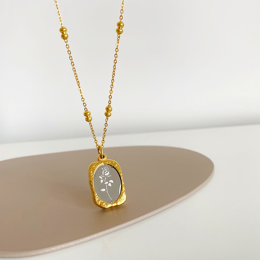 Magic Mirror Rose Titanium Steel Necklace