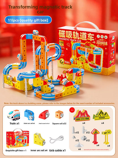 Magic Transformable Magnetic Track Cube Building Set