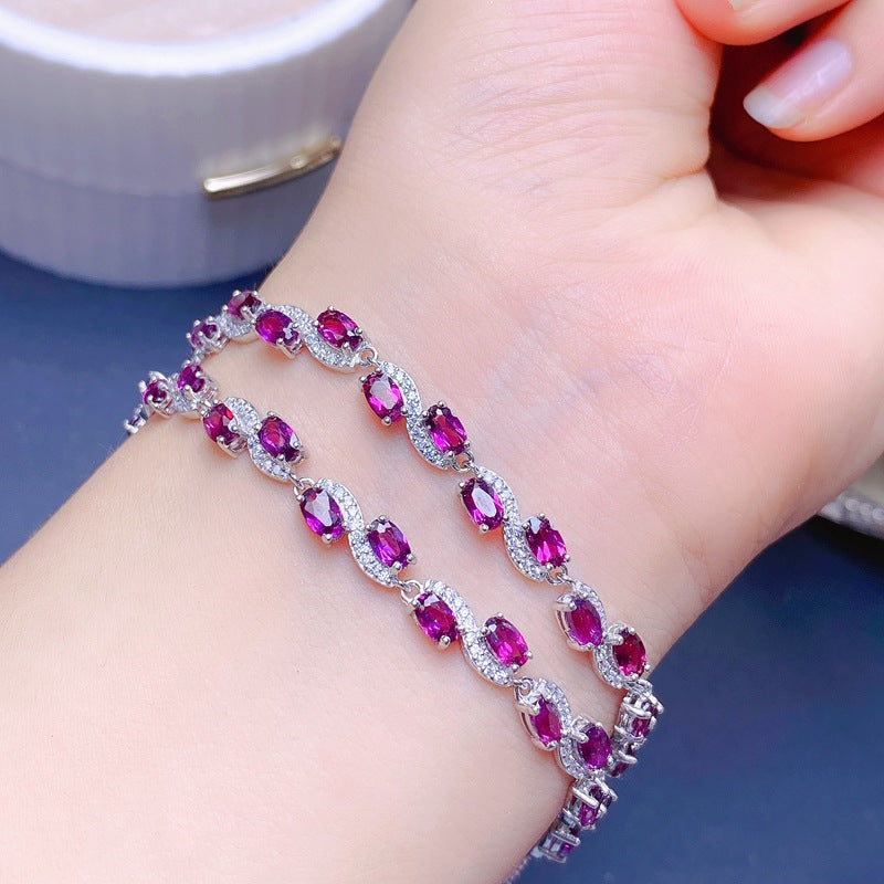 Magnesium Aluminum Garnet Sterling Silver Adjustable Bracelet
