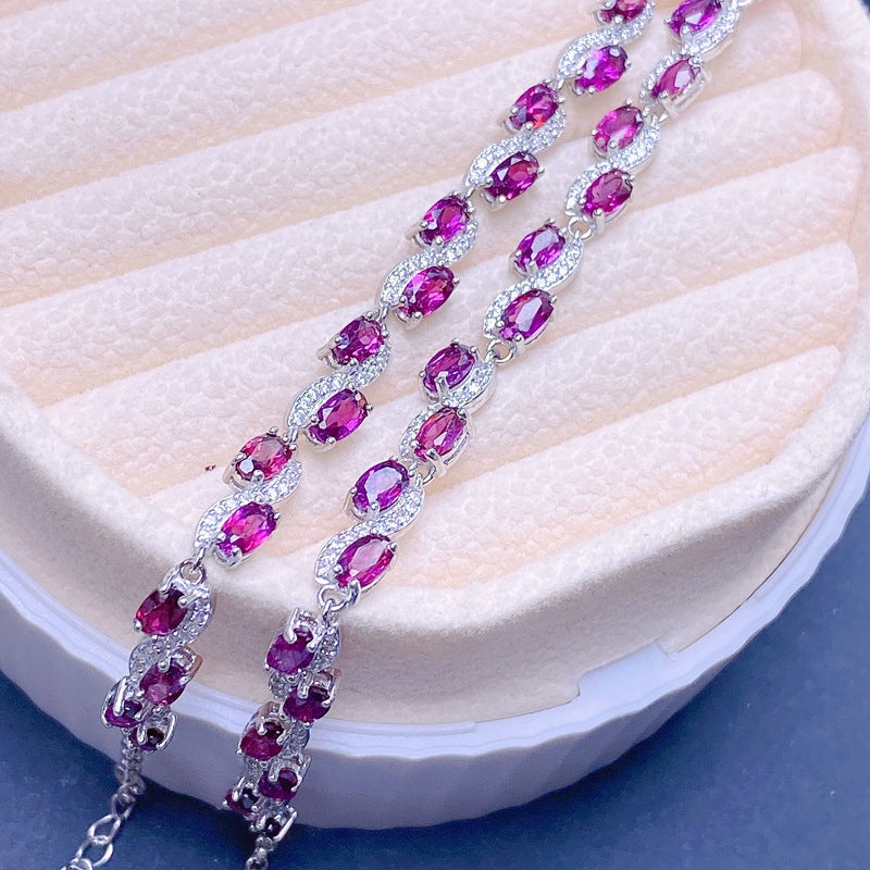 Magnesium Aluminum Garnet Sterling Silver Adjustable Bracelet