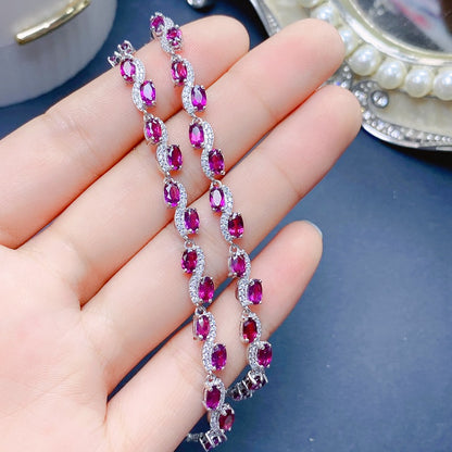 Magnesium Aluminum Garnet Sterling Silver Adjustable Bracelet