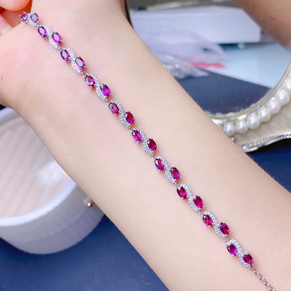 Magnesium Aluminum Garnet Sterling Silver Adjustable Bracelet
