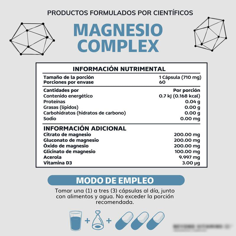 Magnesium Complex Capsules Dietary Supplement
