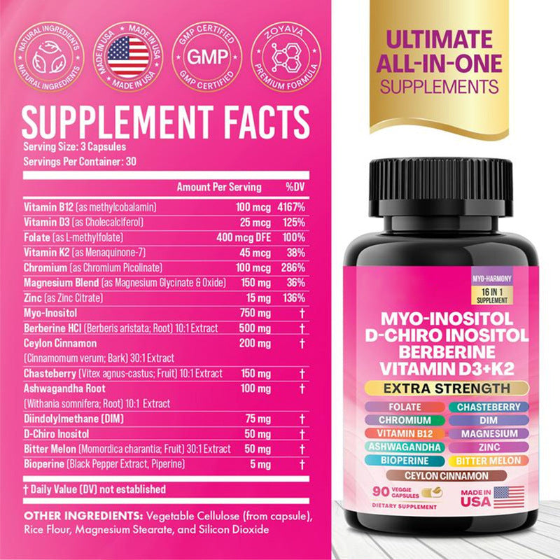 Magnesium inositol capsule combination