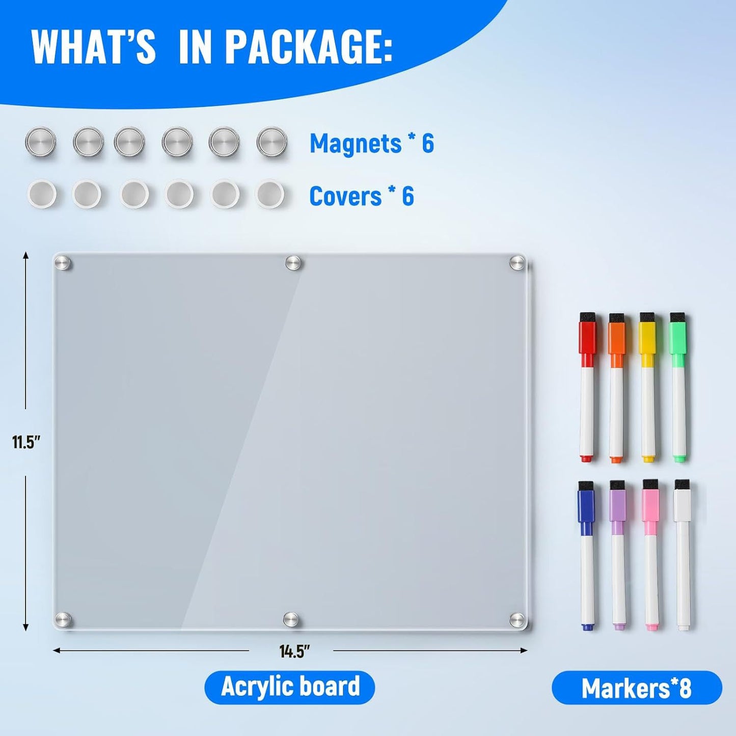 Magnetic Acrylic Message Board with Dry-Erase Surface