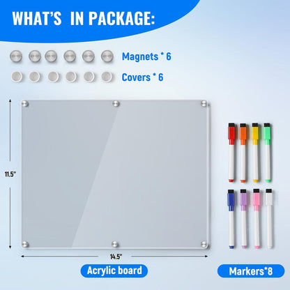 Magnetic Acrylic Message Board with Dry-Erase Surface