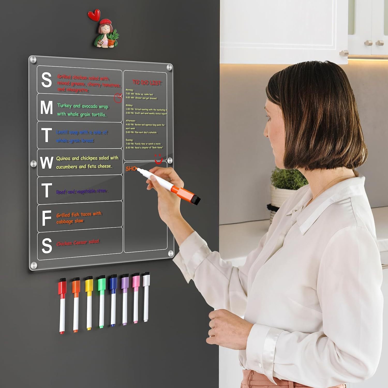 Magnetic Acrylic Message Board with Dry-Erase Surface