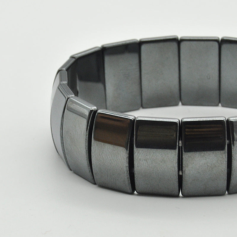 Magnetic Black Obsidian Square Bead Bracelet