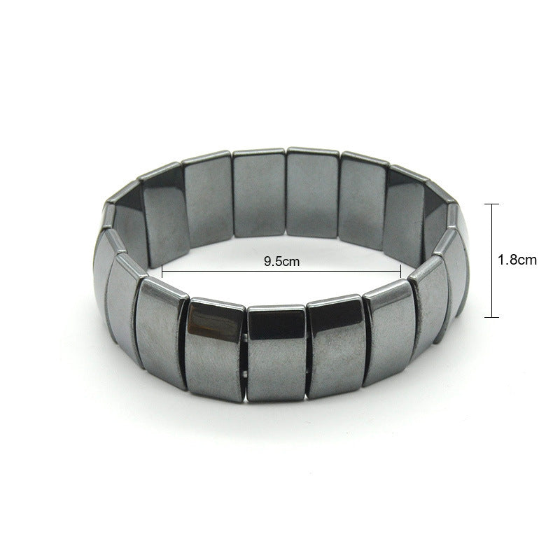 Magnetic Black Obsidian Square Bead Bracelet