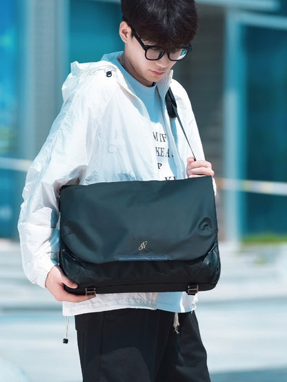 Magnetic Buckle Crossbody Bag with Laptop Compartment