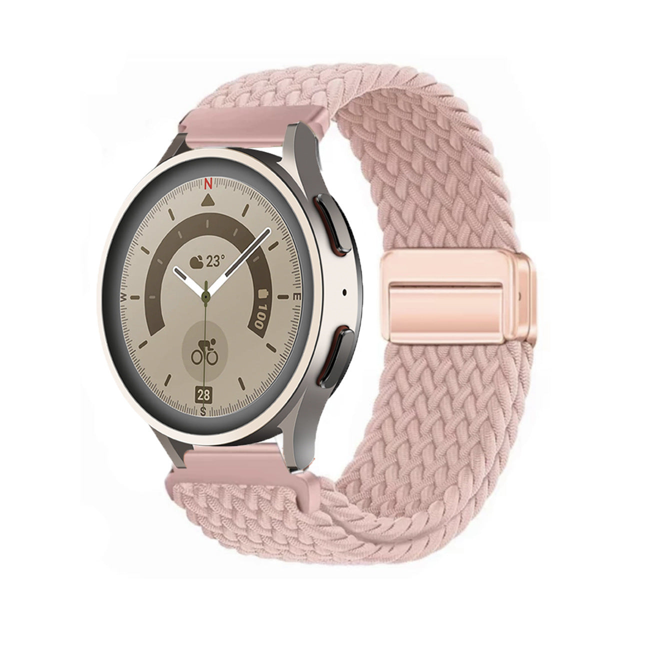 Magnetic buckle woven watch strap