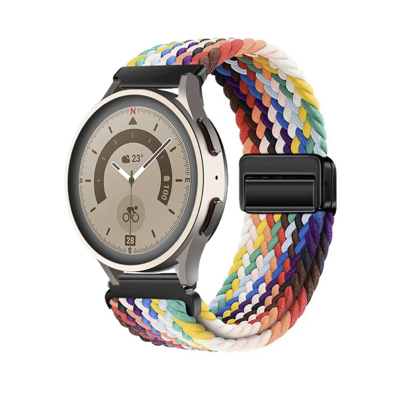 Magnetic buckle woven watch strap