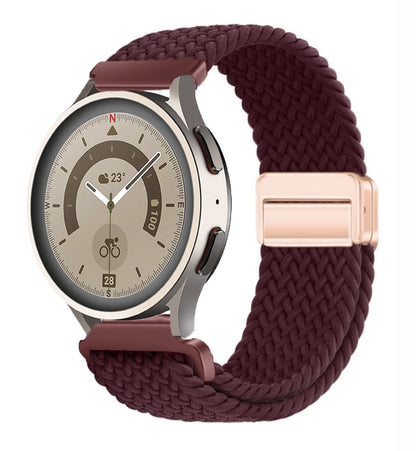 Magnetic buckle woven watch strap