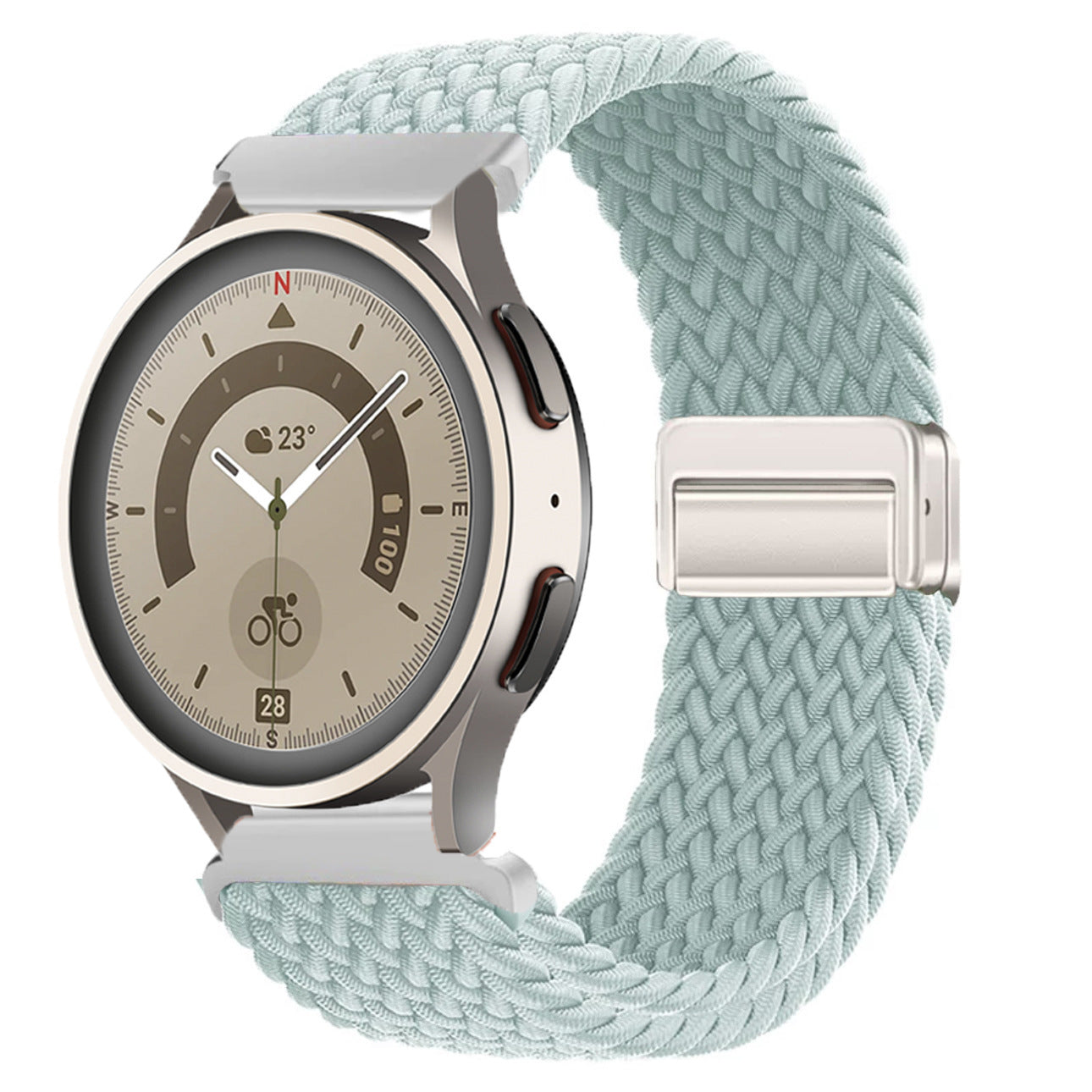 Magnetic buckle woven watch strap