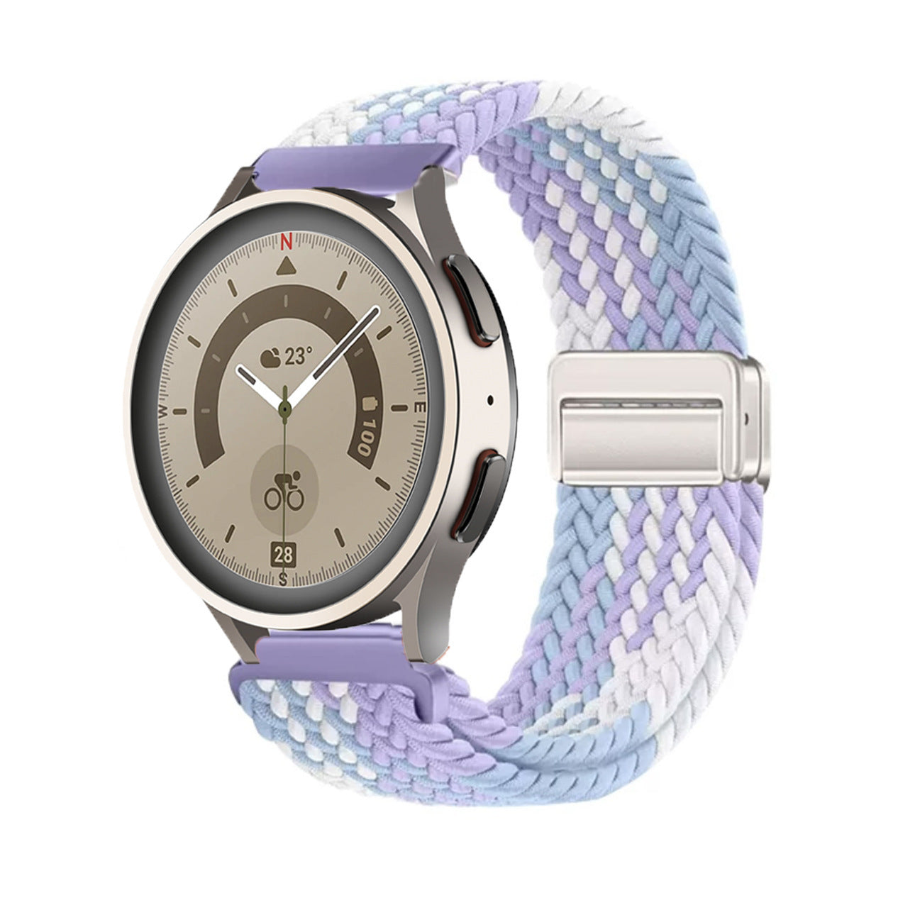 Magnetic buckle woven watch strap