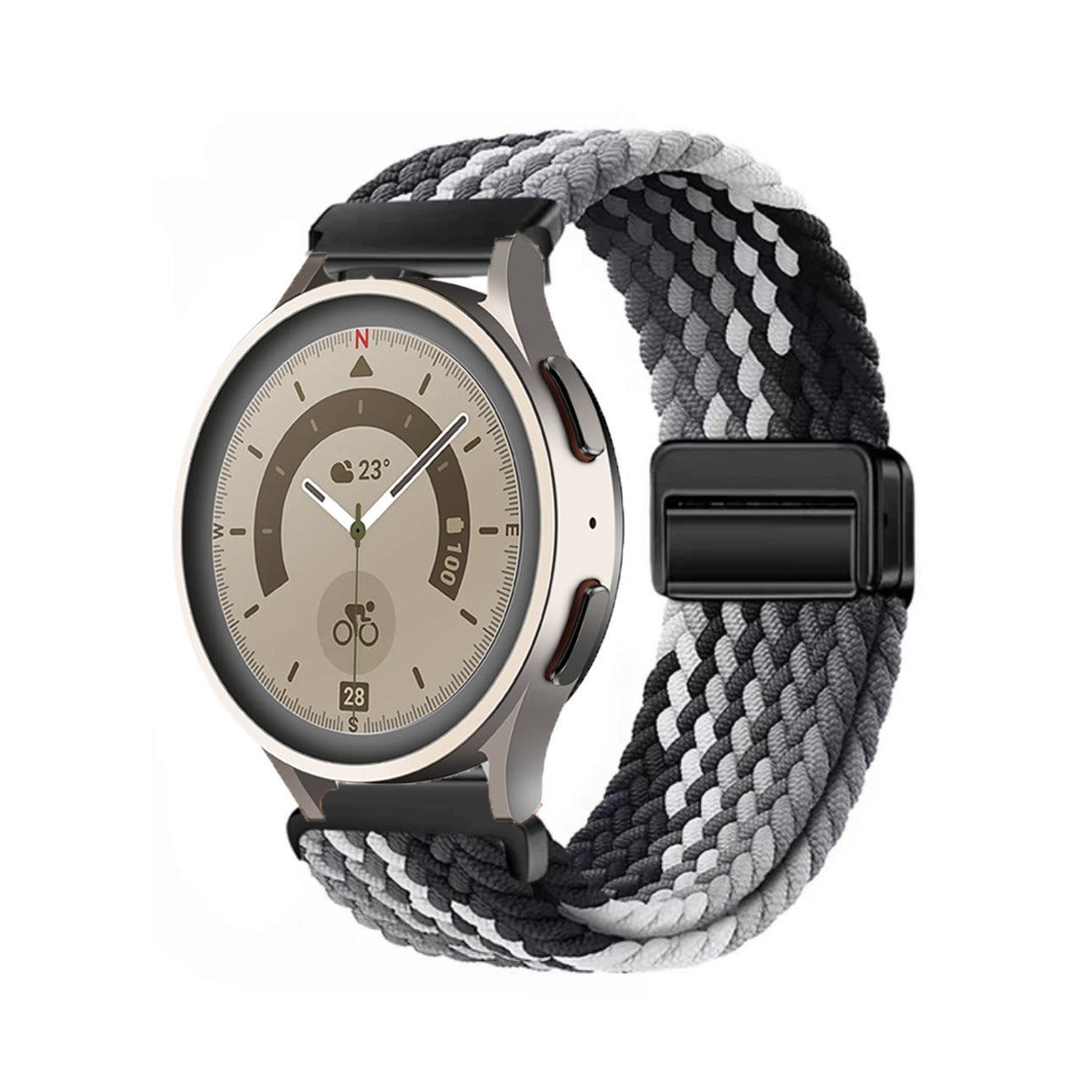 Magnetic buckle woven watch strap