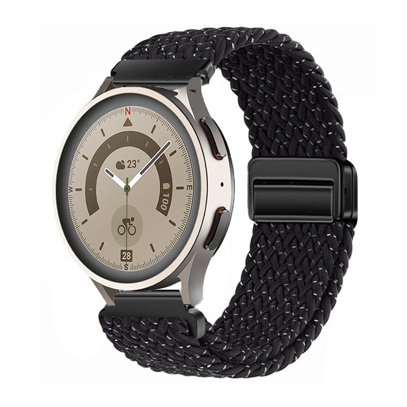 Magnetic buckle woven watch strap