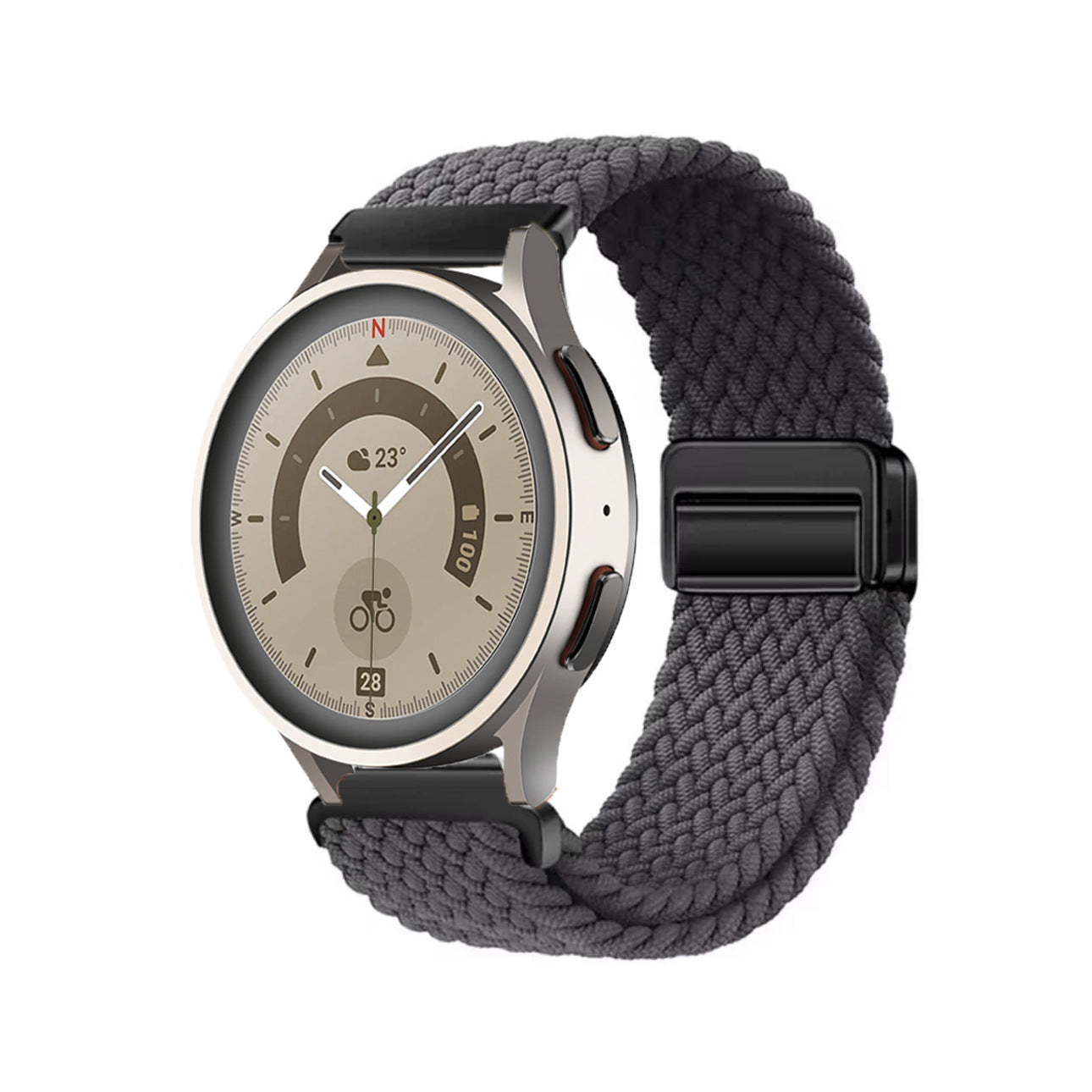Magnetic buckle woven watch strap