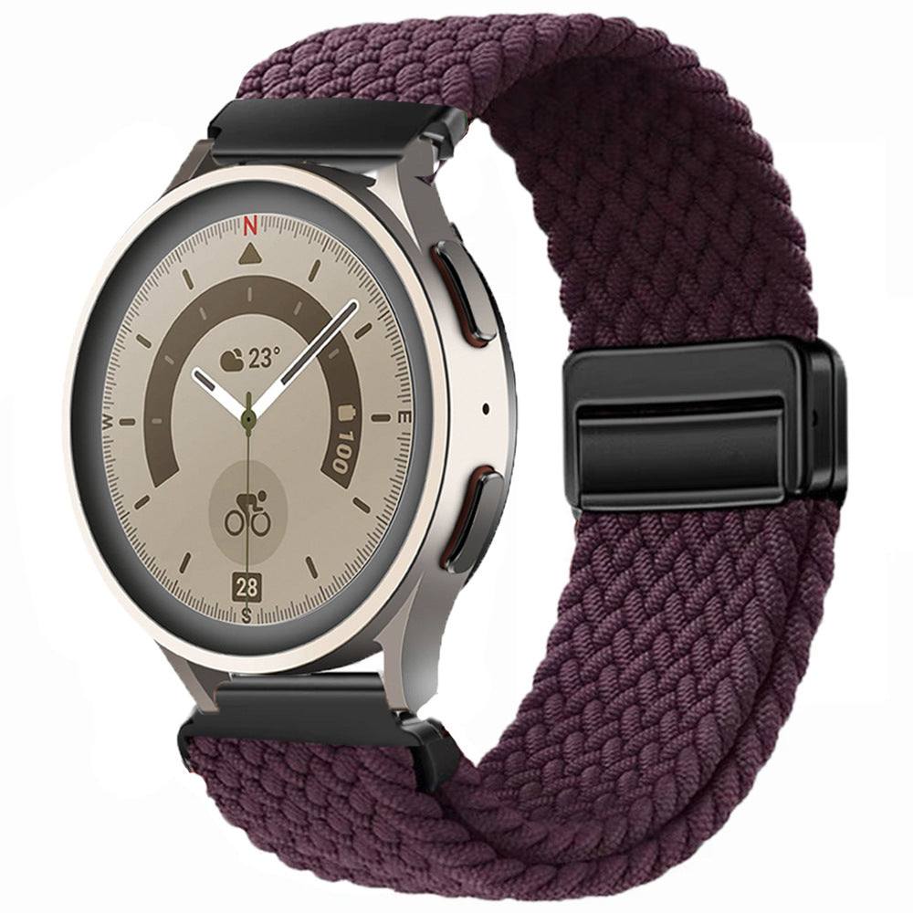Magnetic buckle woven watch strap