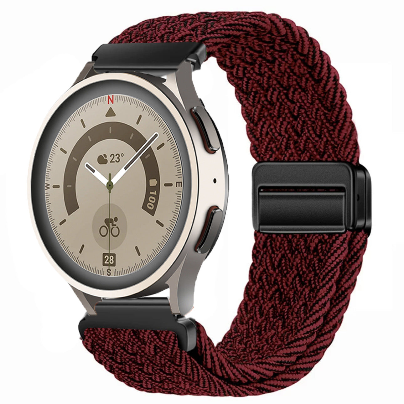 Magnetic buckle woven watch strap