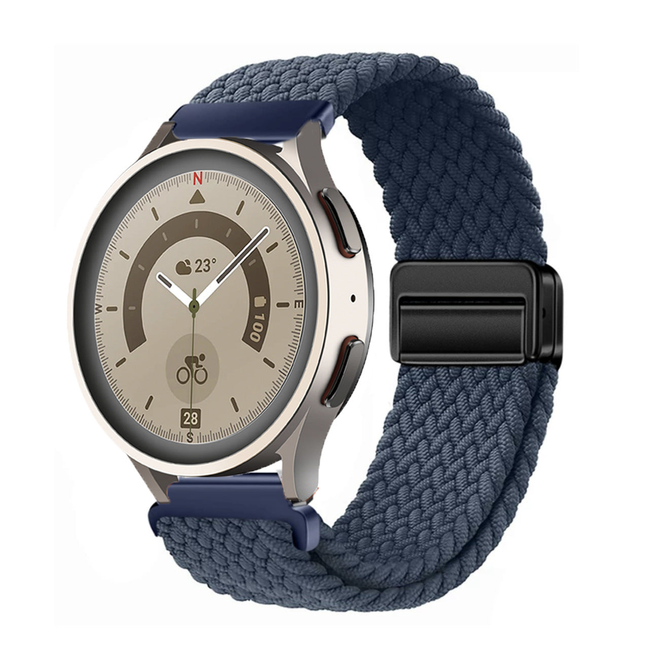 Magnetic buckle woven watch strap